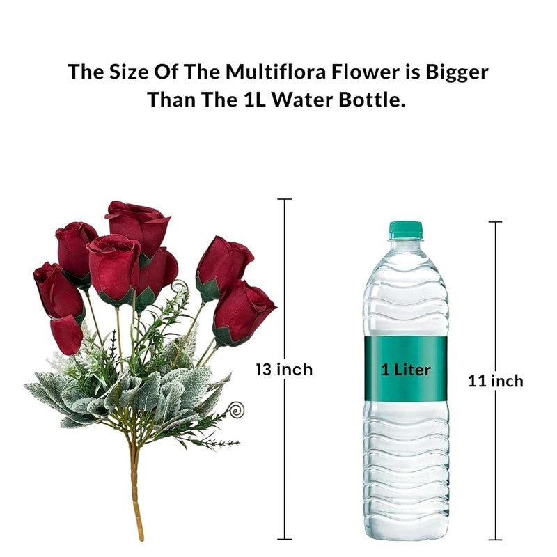 Premium Artificial Red Rose Flower Arrangement in Glass Vase – Elegant Home Décor (Medium)