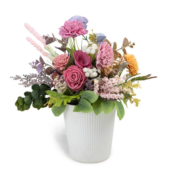 Premium Artificial Flower Arrangement in Decorative White Pot – Luxury Home Décor (Medium)
