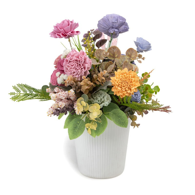 Premium Artificial Flower Arrangement in Decorative White Pot – Luxury Home Décor (Medium)
