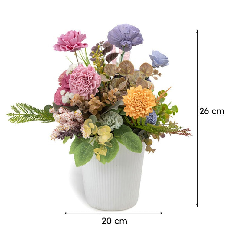 Premium Artificial Flower Arrangement in Decorative White Pot – Luxury Home Décor (Medium)