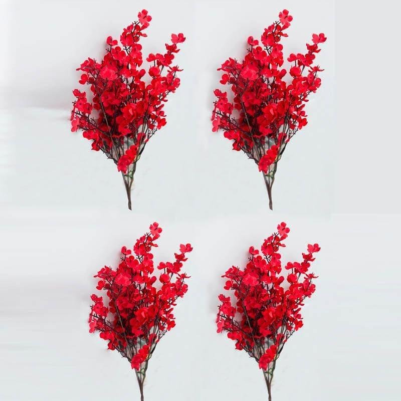 Premium Artificial Red Baby's Breath Flower Arrangement in Decorative Ceramic Vase – Elegant Home Décor (Medium)
