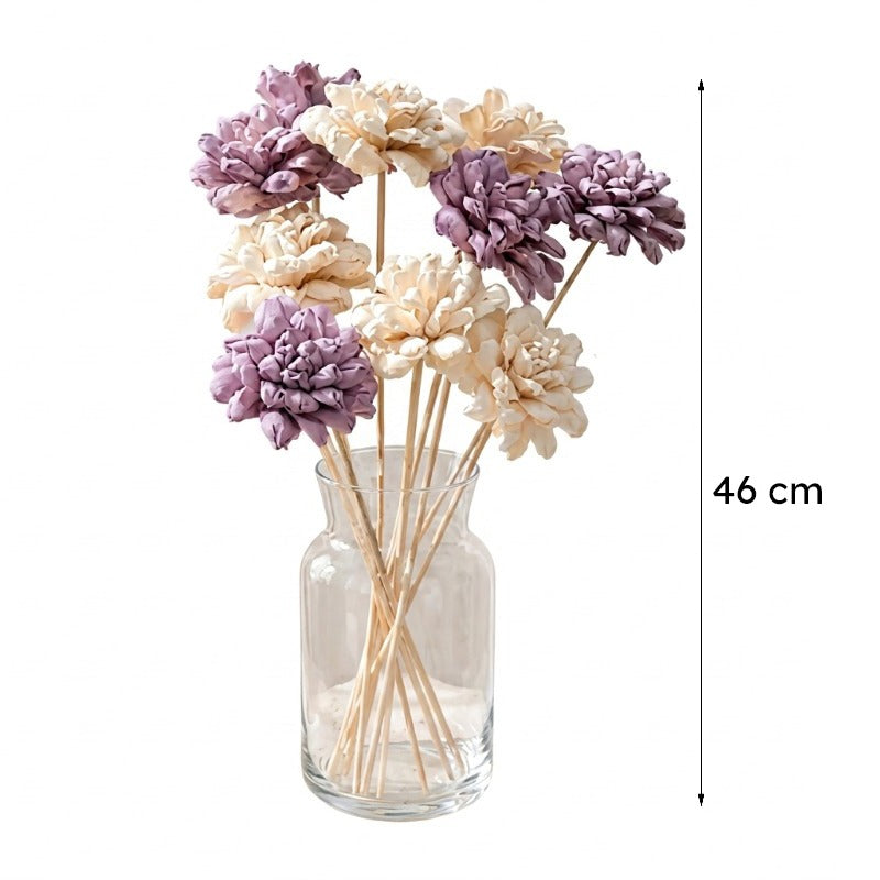 Premium Artificial Lavender & Ivory Chrysanthemum Flower Arrangement in Ceramic Vase – Elegant Home Décor (Medium)