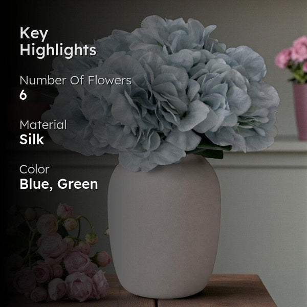 Premium Artificial Blue Hydrangea Flower Arrangement in Ceramic Vase – Luxury Home Décor (Medium)