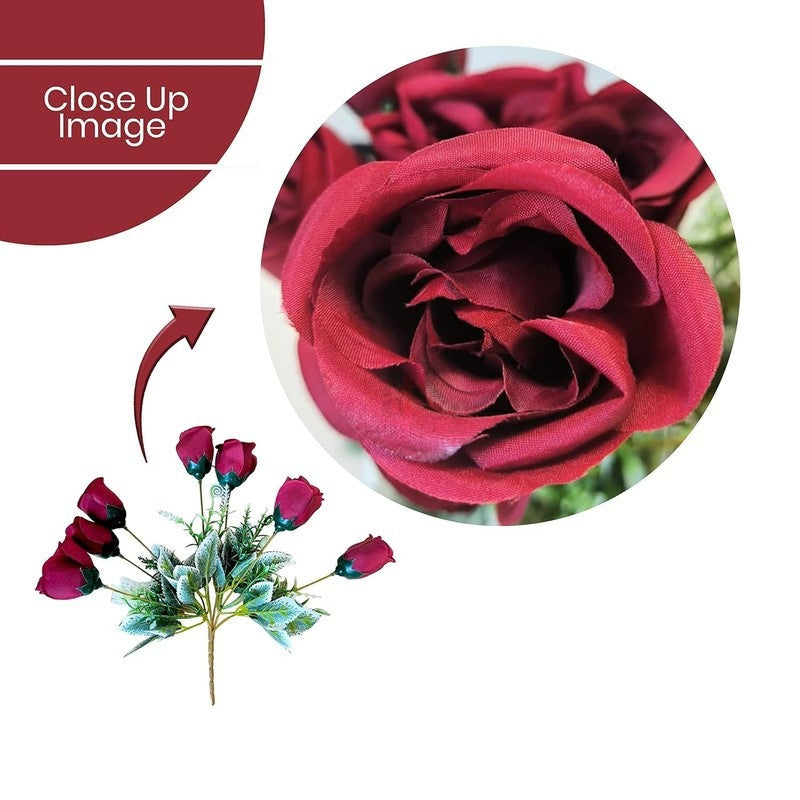 Premium Artificial Red Rose Flower Arrangement in Glass Vase – Elegant Home Décor (Medium)
