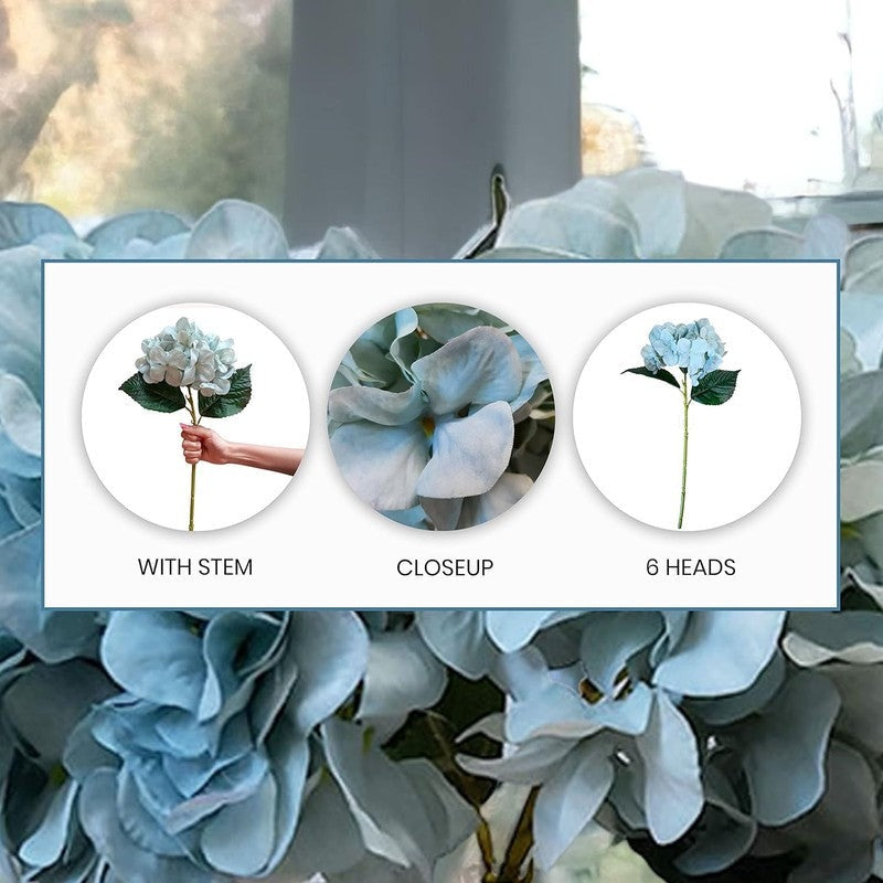 Premium Artificial Blue Hydrangea Flower Arrangement in Ceramic Vase – Luxury Home Décor (Medium)