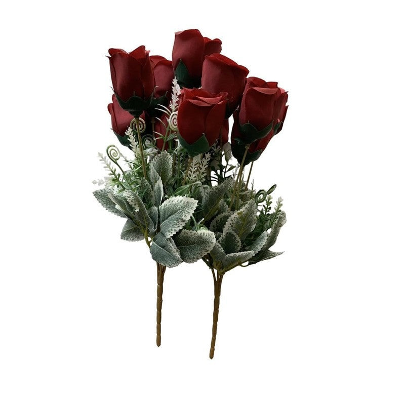 Premium Artificial Red Rose Flower Arrangement in Glass Vase – Elegant Home Décor (Medium)