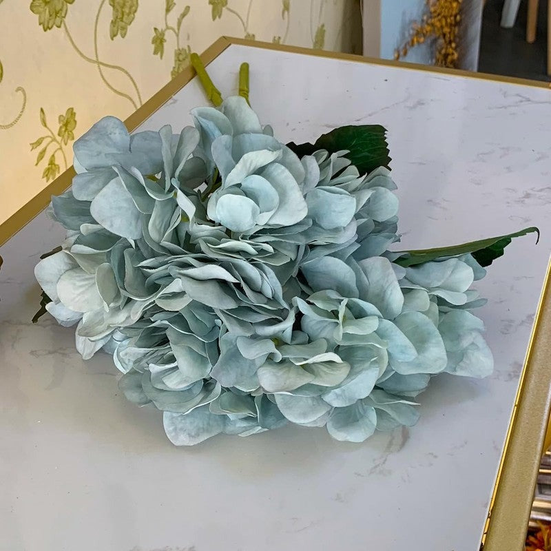 Premium Artificial Blue Hydrangea Flower Arrangement in Ceramic Vase – Luxury Home Décor (Medium)