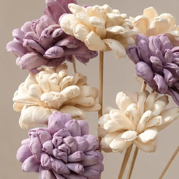 Premium Artificial Lavender & Ivory Chrysanthemum Flower Arrangement in Ceramic Vase – Elegant Home Décor (Medium)